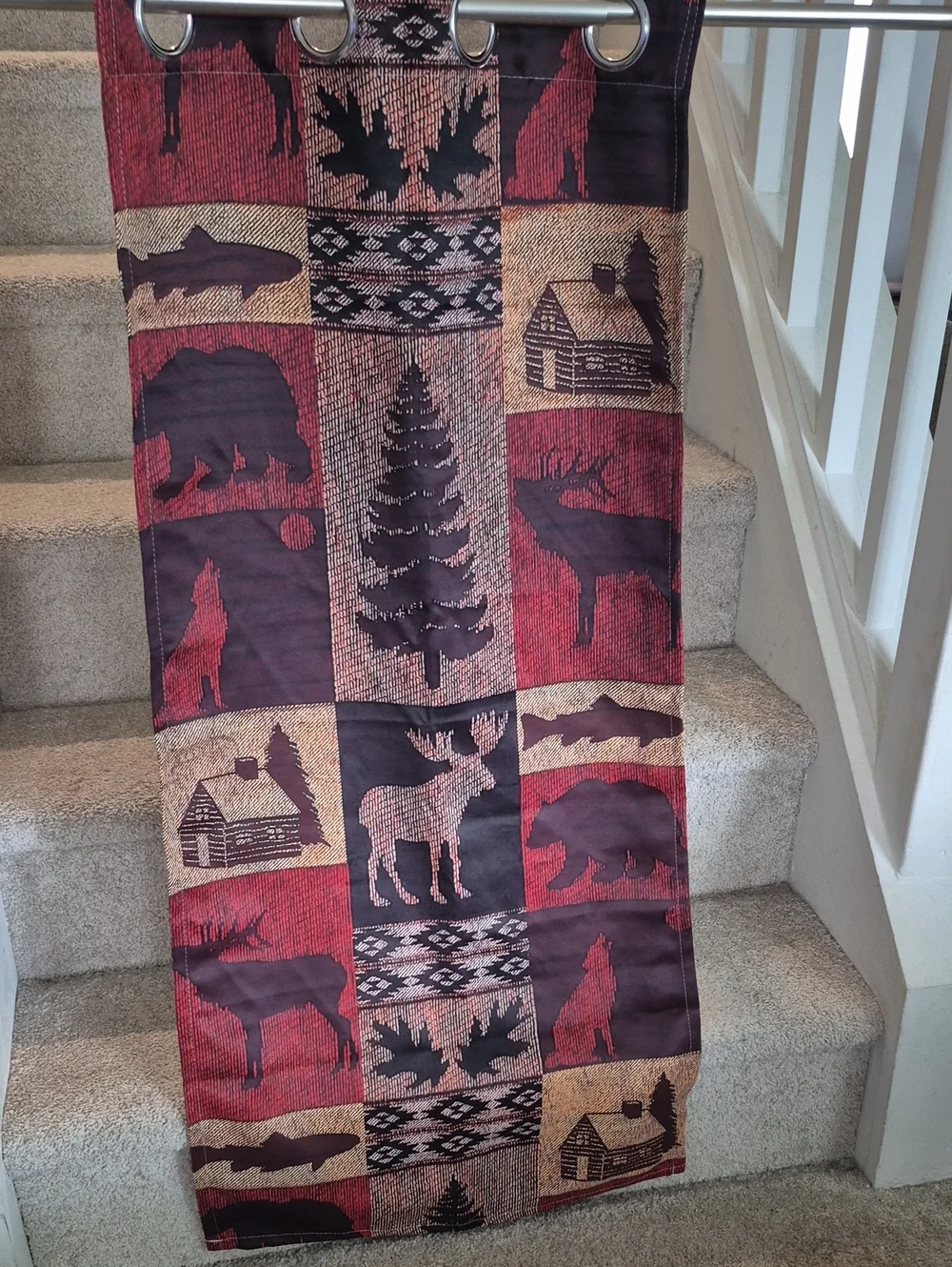 Rustic Lodge Curtain Panel in Red and Brown